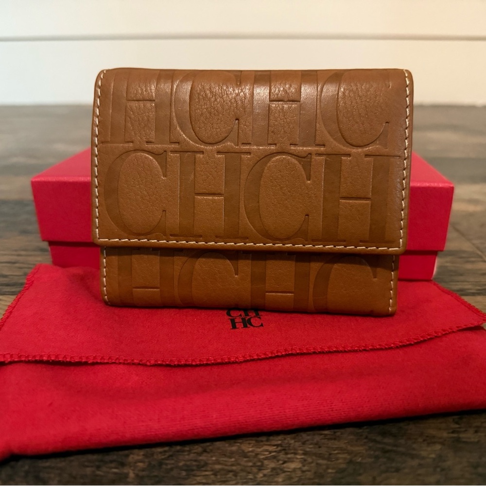 Carolina Herrera Cognac Leather Wallet